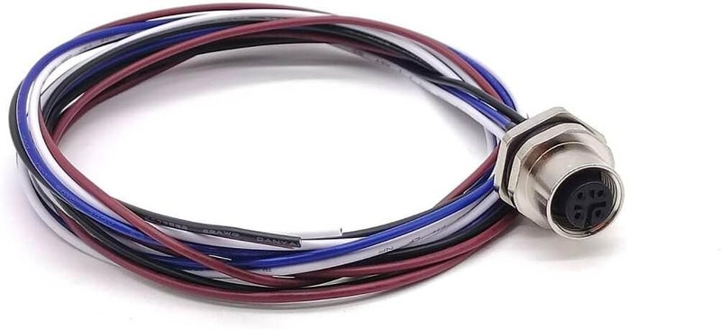 Elecbee M12 Connector 4Pin Female Bulkhead A Coded Aviation Socket Waterproof Straight Non-shield Panel Mount Receptacle with Wires 1M（3.28ft） AWG22 Power Connection Wireable Cable Industrial Round Connectors - Image 2